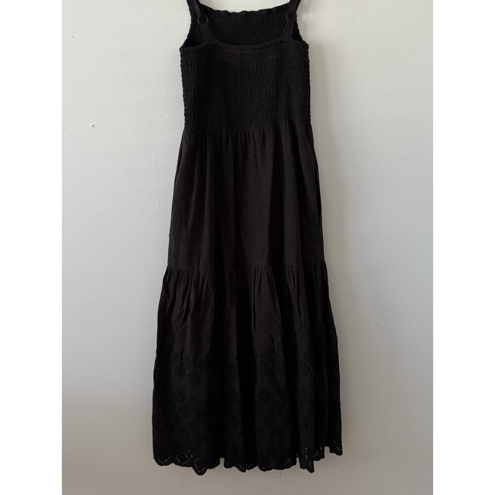 EVEREVE Black Chandler‎ Smocked Eyelet Cotton Midi Dress Women's Size Small - Picture 5 of 11